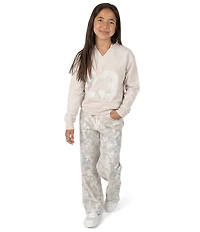 Tween Diva Big Girls Long Sleeve Graphic Fleece Sweatshirt & Printed Stretch Twill Pants Set
