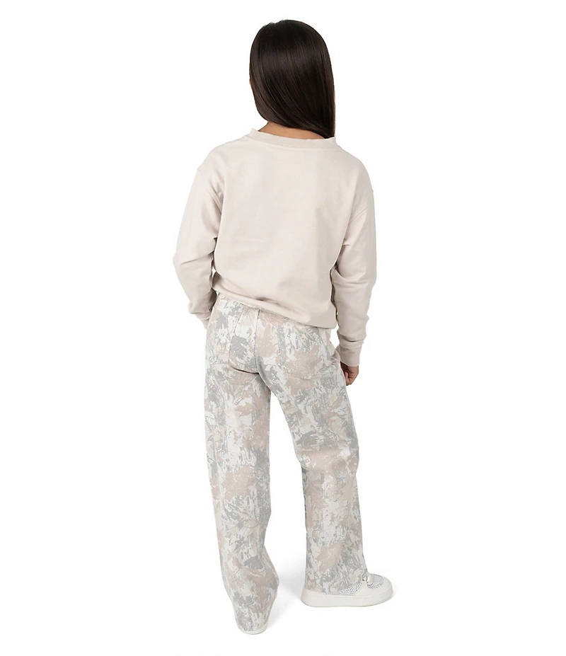 Tween Diva Big Girls Long Sleeve Graphic Fleece Sweatshirt & Printed Stretch Twill Pants Set
