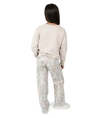 Tween Diva Big Girls Long Sleeve Graphic Fleece Sweatshirt & Printed Stretch Twill Pants Set