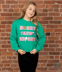 Tween Diva Big Girls Long-Sleeve Holiday Holly Jolly Fleece Sweatshirt