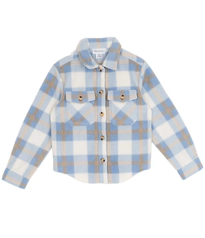 Tween Diva Big Girls Long-Sleeve Button-Front Plaid Fleece Shacket