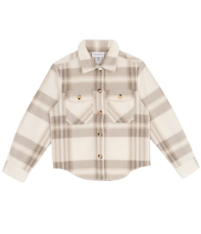 Tween Diva Big Girls Long-Sleeve Button-Front Plaid Fleece Shacket
