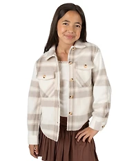 Tween Diva Big Girls Long-Sleeve Button-Front Plaid Fleece Shacket