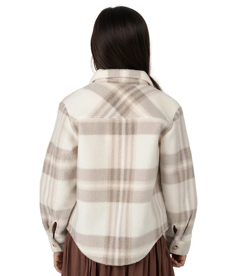 Tween Diva Big Girls Long-Sleeve Button-Front Plaid Fleece Shacket