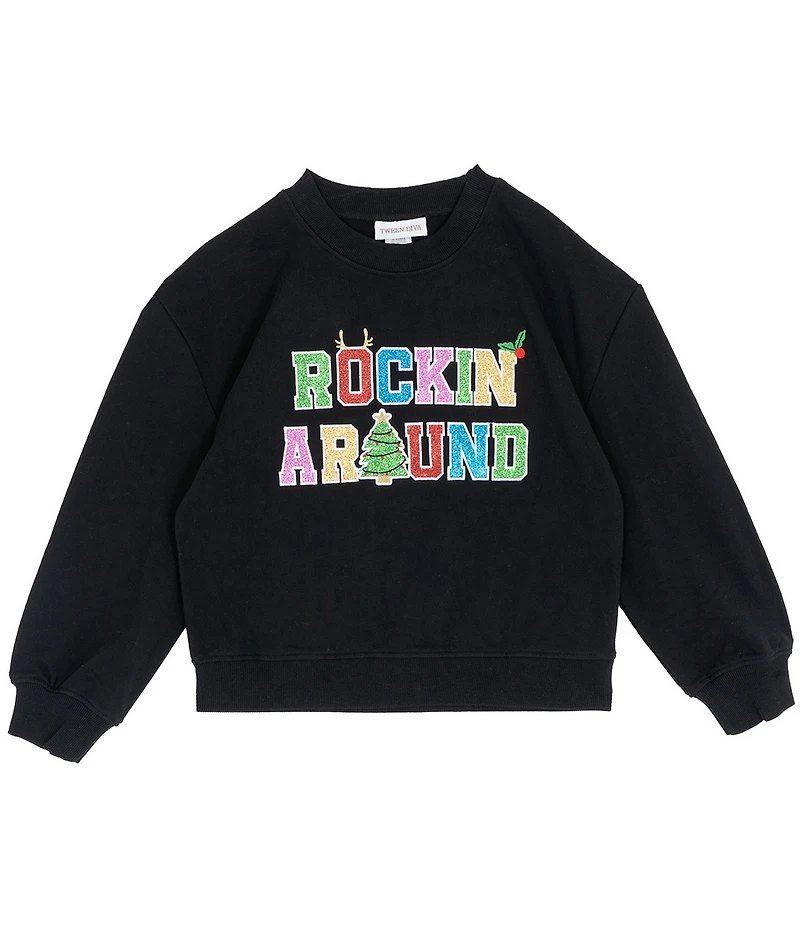 Tween Diva Big Girls Long-Sleeve Rockin' Around Christmas Tree Sweatshirt