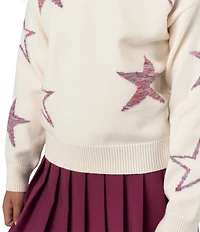 Tween Diva Big Girls Long Sleeve Star Sweater & Woven Pleated Skirt 2-Piece Set