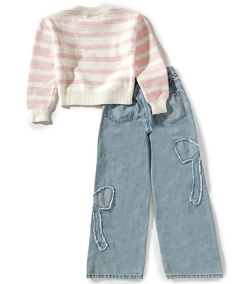 Tween Diva Big Girls Long-Sleeve Striped Knit Sweater & 5-Pocket Jeans Set