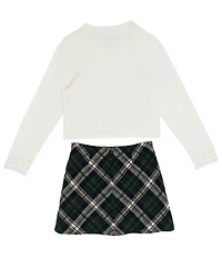 Tween Diva Big Girls Long Sleeve Sweater & Plaid Woven Skort 2-Piece Set