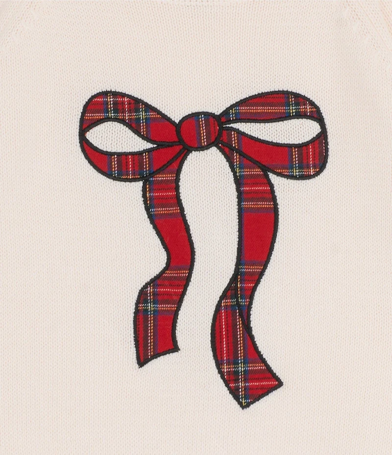 Tween Diva Big Girls Off The Shoulder Plaid Bow Applique Sweater Top & Skirt Set