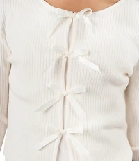 Tween Diva Big Girls Rib Knit Bow Top With Cardigan & Double Knit Plaid Skirt 3-Piece Set