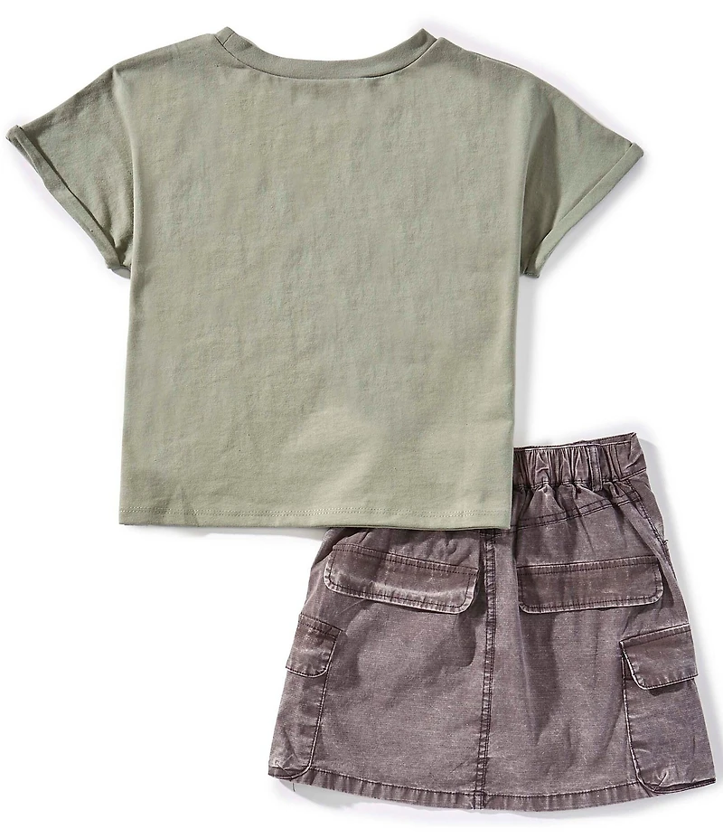 Tween Diva Big Girls Rock & Roll Graphic Short Sleeve T-Shirt & Cargo Pocket Skort Set