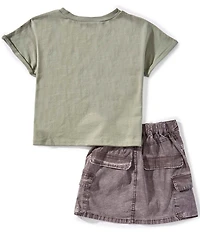 Tween Diva Big Girls Rock & Roll Graphic Short Sleeve T-Shirt & Cargo Pocket Skort Set