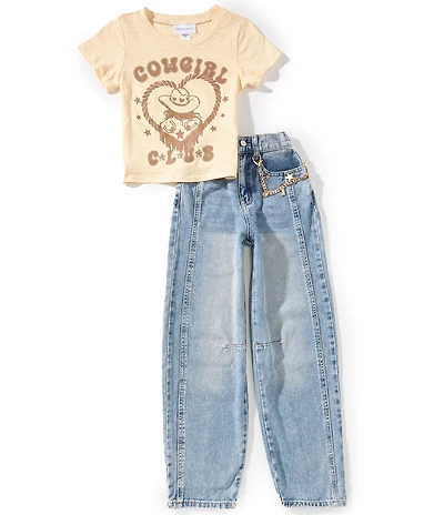 Tween Diva Big Girls Short-Sleeve Cowgirl Club T-Shirt & Jeans Set