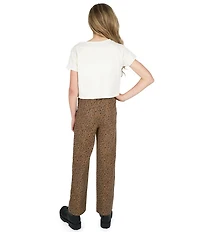 Tween Diva Big Girls Short Sleeve Graphic London T-Shirt & Leopard Printed Twill Pants Set