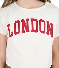 Tween Diva Big Girls Short Sleeve Graphic London T-Shirt & Leopard Printed Twill Pants Set