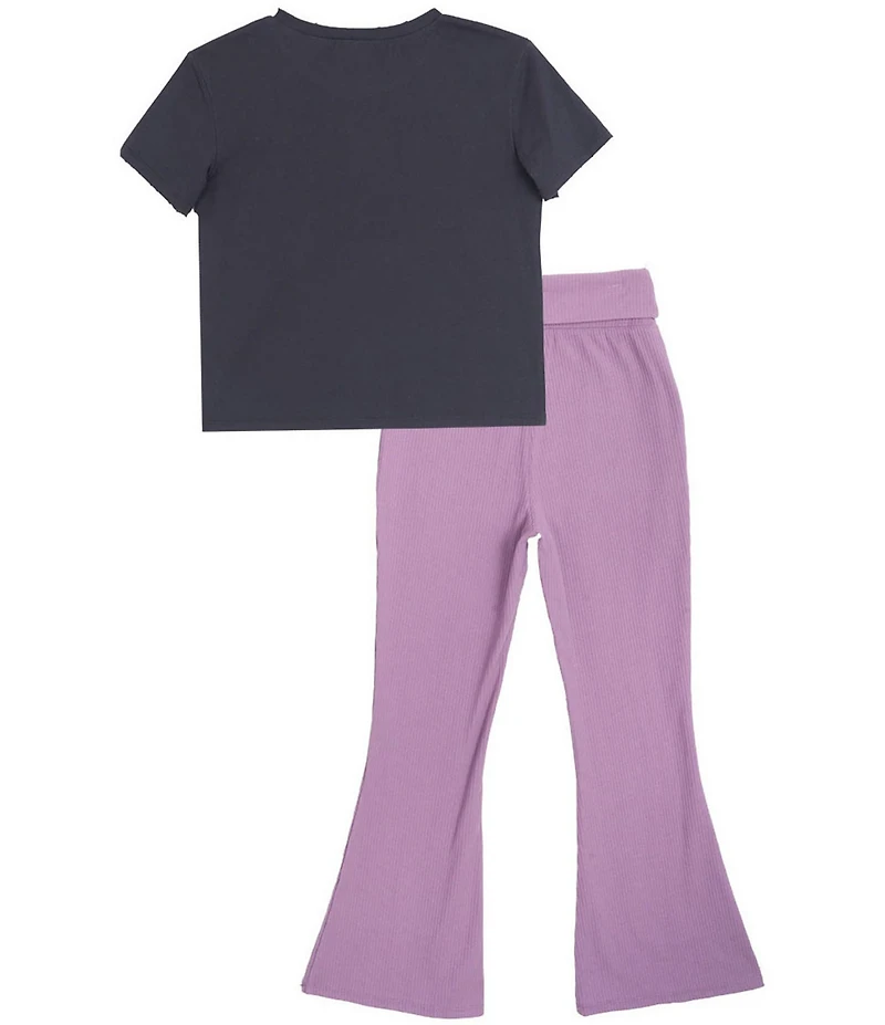Tween Diva Big Girls Short Sleeve Graphic T-Shirt & Matching Ribbed Flare Leggings