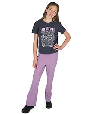 Tween Diva Big Girls Short Sleeve Graphic T-Shirt & Matching Ribbed Flare Leggings