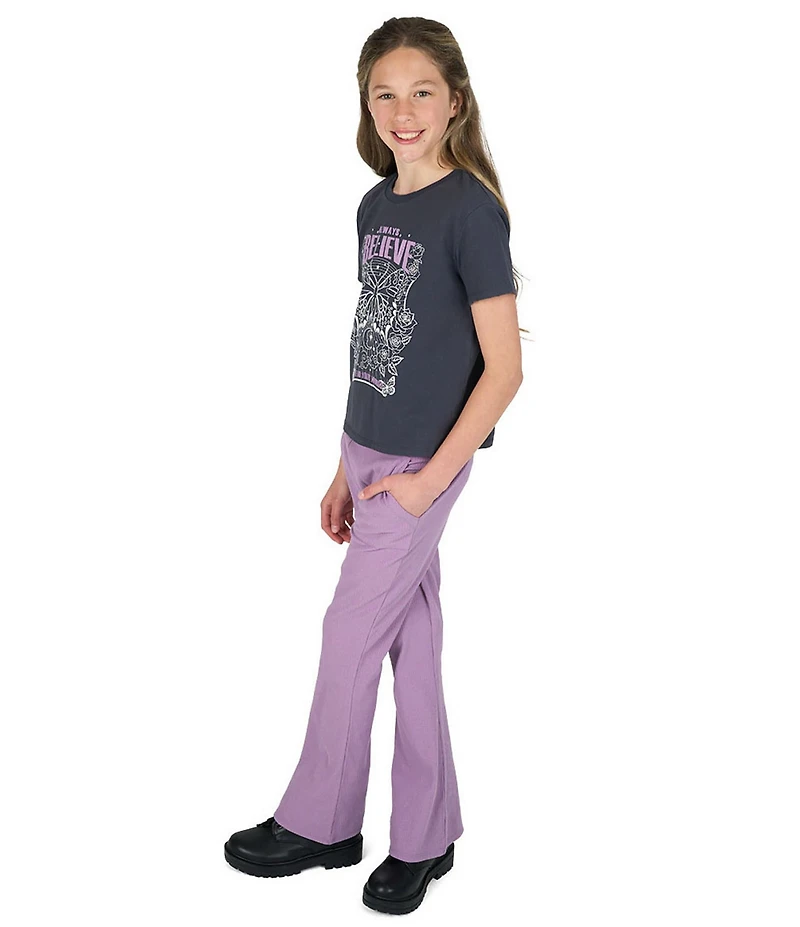 Tween Diva Big Girls Short Sleeve Graphic T-Shirt & Matching Ribbed Flare Leggings