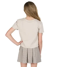 Tween Diva Big Girls Short Sleeve Graphic T-Shirt & Plaid Bow Tie Pleated Skort Set