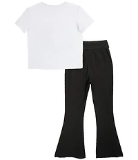 Tween Diva Big Girls Short Sleeve Graphic T-Shirt & Ribbed Flare Pants Set