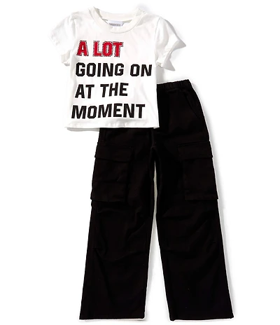 Tween Diva Big Girls Short Sleeve Graphic T-Shirt & Twill Cargo Pants Set