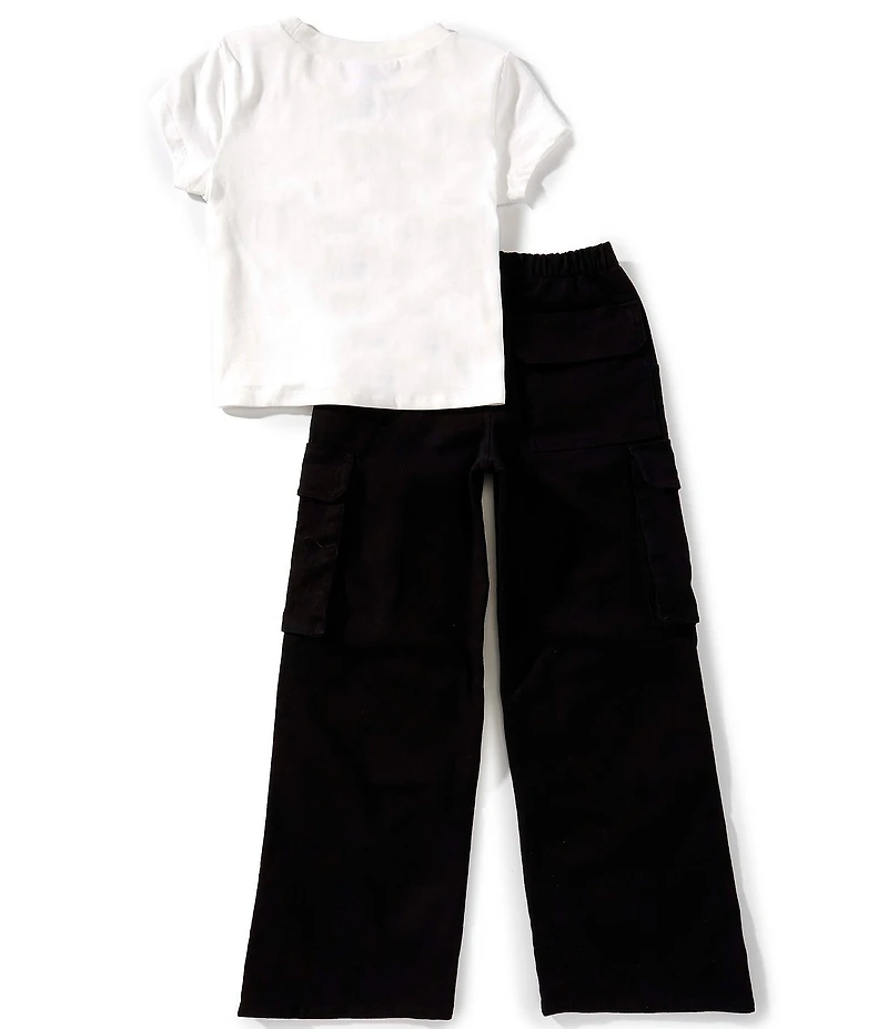 Tween Diva Big Girls Short Sleeve Graphic T-Shirt & Twill Cargo Pants Set