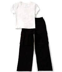 Tween Diva Big Girls Short Sleeve Graphic T-Shirt & Twill Cargo Pants Set