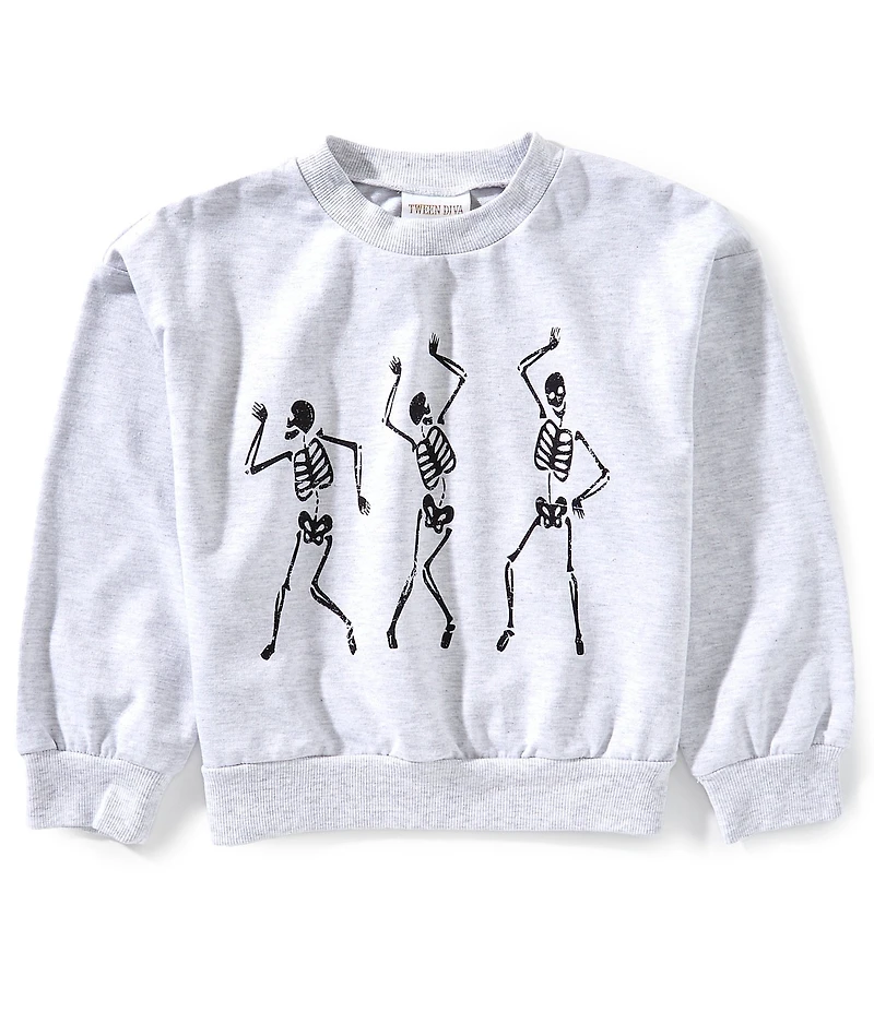 Tween Diva Big Girls Skeleton Long Sleeve Sweatshirt