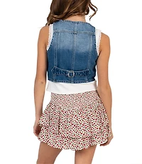 Tween Diva Big Girls Sleeveless Denim Vest Sleeveless Camisole & Strawberry Printed Skort 3-Piece Set