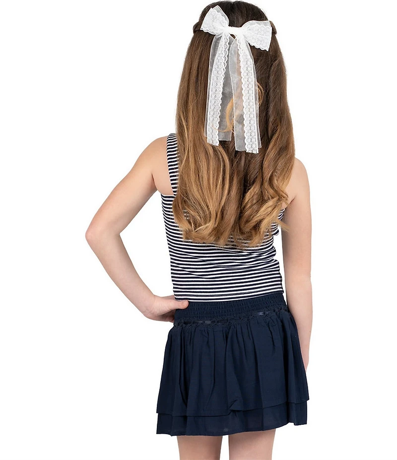 Tween Diva Big Girls Sleeveless Embroidered-Motif Striped Tank Top & Woven Skort Set