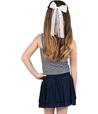 Tween Diva Big Girls Sleeveless Embroidered-Motif Striped Tank Top & Woven Skort Set