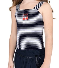 Tween Diva Big Girls Sleeveless Embroidered-Motif Striped Tank Top & Woven Skort Set