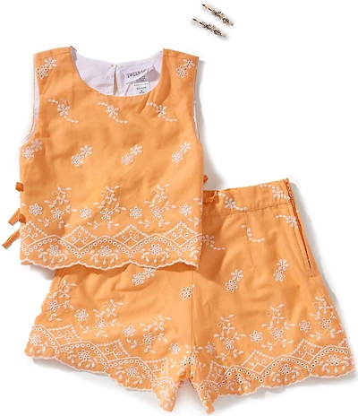 Tween Diva Big Girls Sleeveless Eyelet-Embroidered Tank Top & Matching Shorts Set