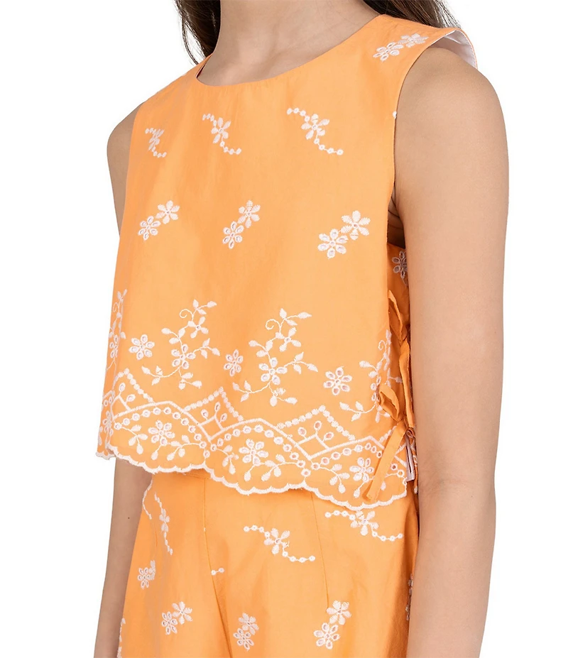 Tween Diva Big Girls Sleeveless Floral Eyelet-Embroidered Tank Top & Matching Shorts Set