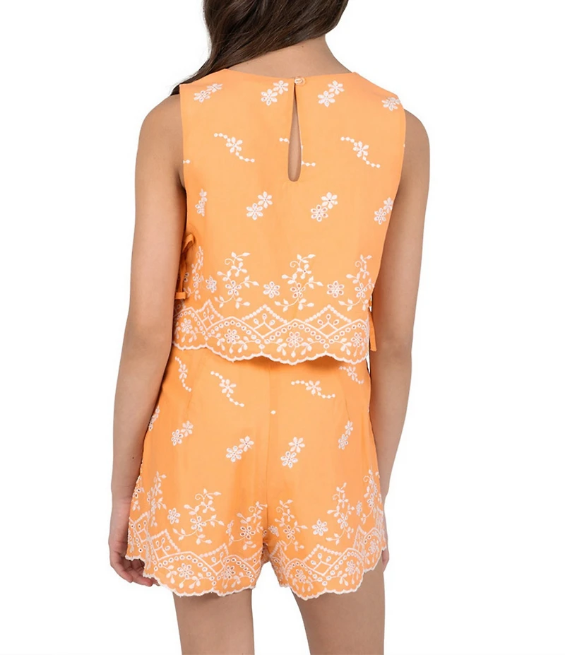 Tween Diva Big Girls Sleeveless Floral Eyelet-Embroidered Tank Top & Matching Shorts Set