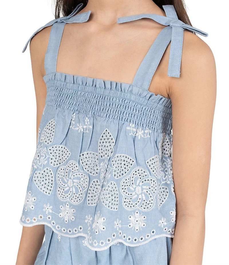 Tween Diva Big Girls Sleeveless Eyelet-Embroidered Tank Top & Matching Shorts Set