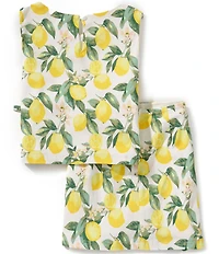 Tween Diva Big Girls Sleeveless Lemon-Printed Tank Top & Matching Faux-Wrap Skirt Set
