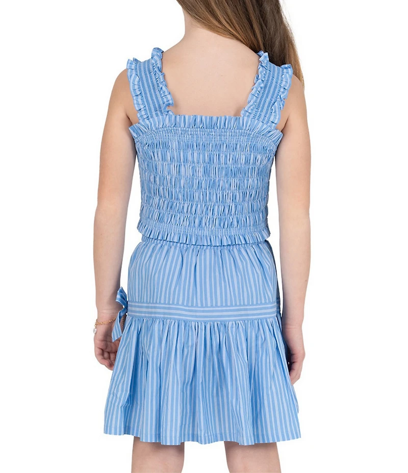 Tween Diva Big Girls Sleeveless Striped Smocked Tank Top & Matching Skort Set