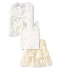 Tween Diva Big Girls Sleeveless Vest, Sleeveless Camisole Top & Floral-Printed Skirt Set