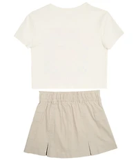 Tween Diva Big Girls Sweet Cherries Short Sleeve Graphic T-Shirt & Pleated Cargo Skort Set