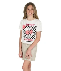 Tween Diva Big Girls Sweet Cherries Short Sleeve Graphic T-Shirt & Pleated Cargo Skort Set