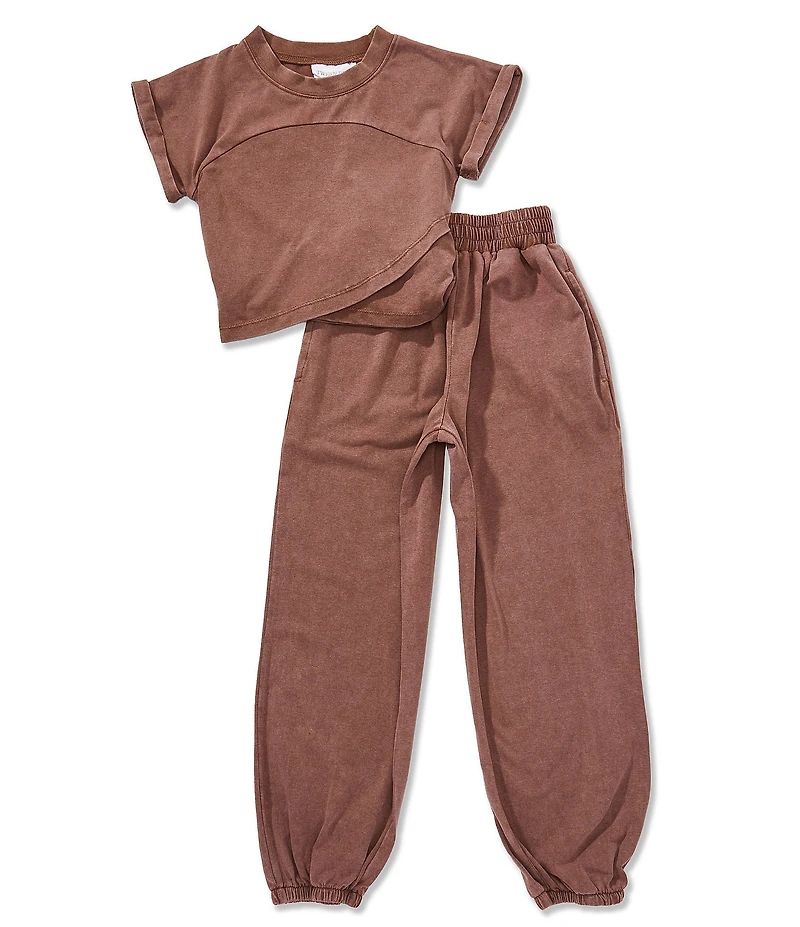 Tween Diva Big Girls Washed Jersey Knit Crossover T-Shirt & Matching Jogger Pants Set