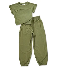 Tween Diva Big Girls Washed Jersey Knit Crossover T-Shirt & Matching Jogger Pants Set