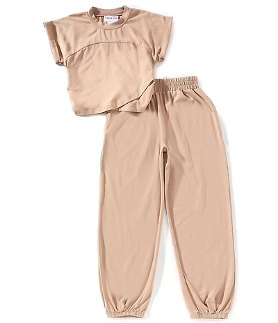 Tween Diva Big Girls Washed Jersey Knit Crossover T-Shirt & Matching Jogger Pants Set