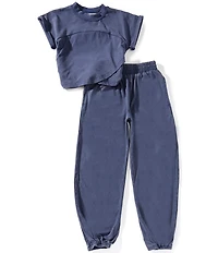 Tween Diva Big Girls Washed Jersey Knit Crossover T-Shirt & Matching Jogger Pants Set
