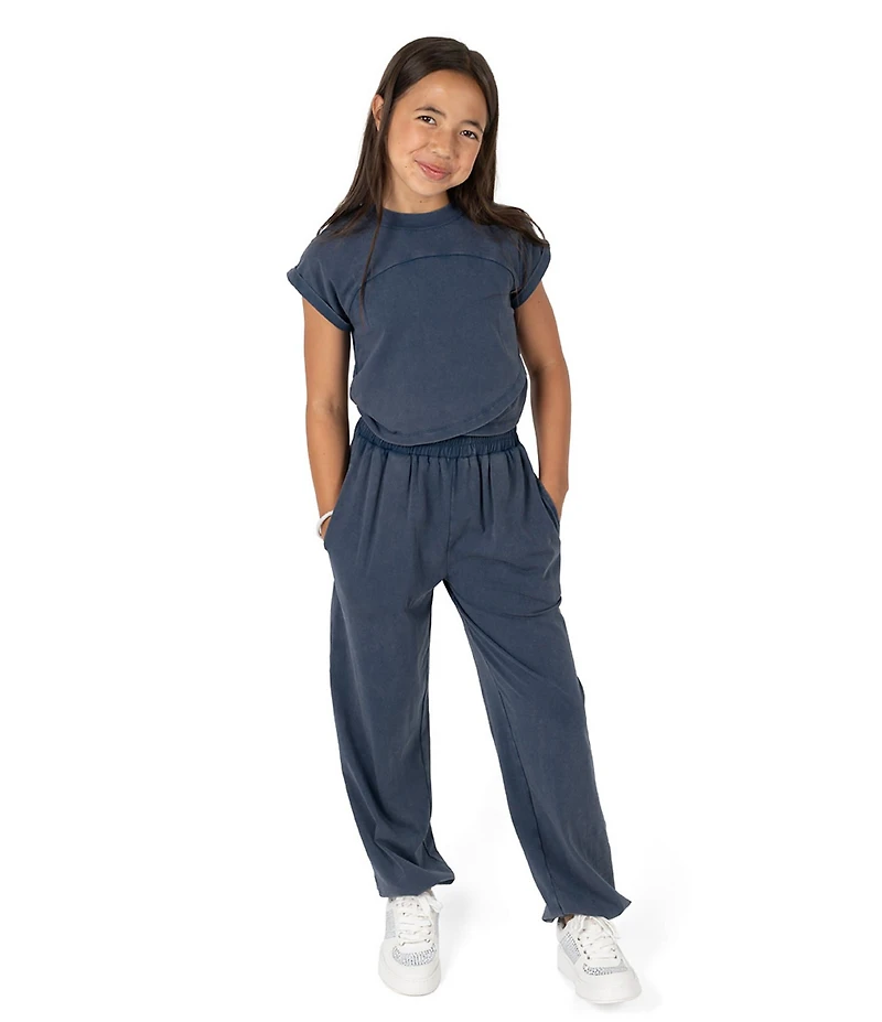 Tween Diva Big Girls Washed Jersey Knit Crossover T-Shirt & Matching Jogger Pants Set