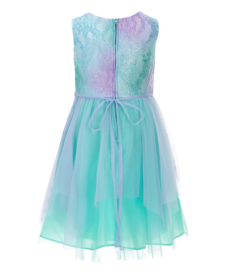 Tween Diva Little Girls Sleeveless Two-Tone Lace/Mesh Fit & Flare Dress