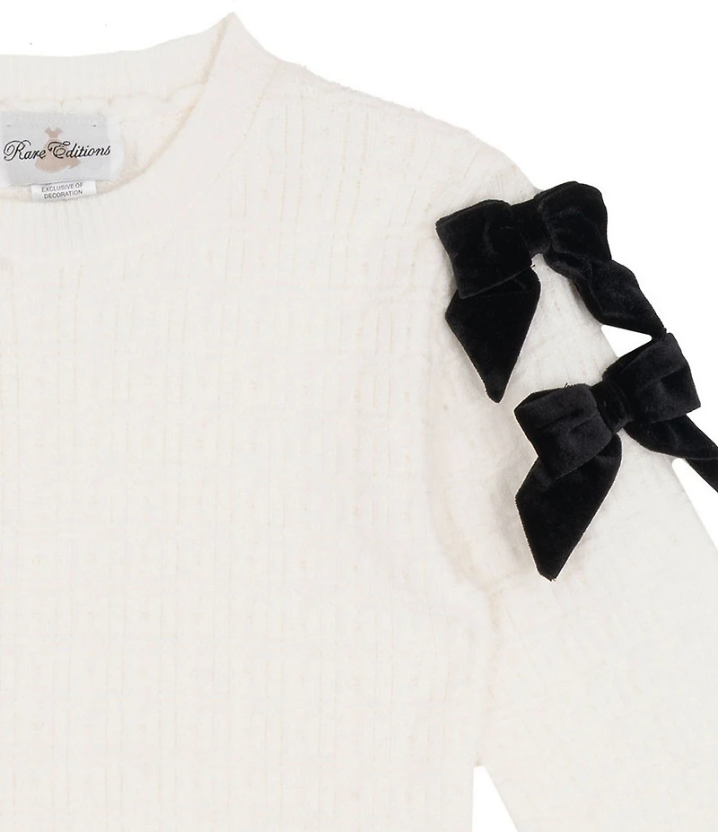 Tween Diva Little Girls Long-Sleeve Textured-Knit Sweater & Flared-Leg Velvet Pant Set