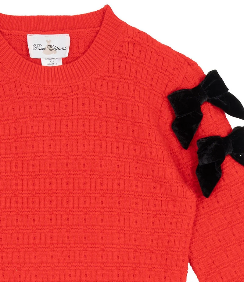 Tween Diva Little Girls Long-Sleeve Textured-Knit Sweater & Flared-Leg Velvet Pant Set