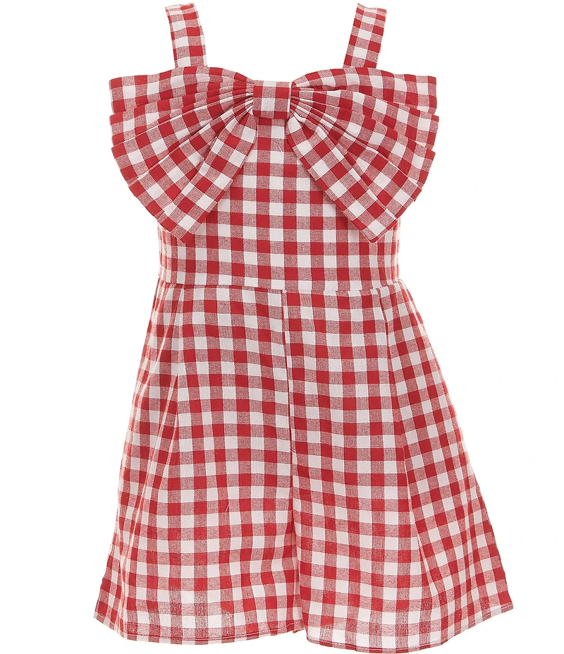 Tween Diva Little Girls Sleeveless Gingham-Printed Woven Romper